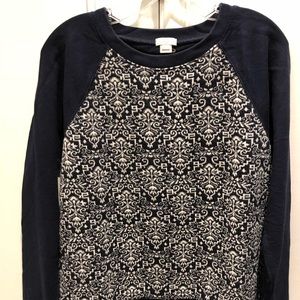 J.Crew navy sweatshirt w/ white embroidered design